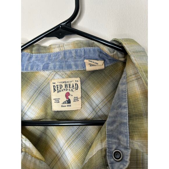 Men’s Size 2XL Red Head Brand Co. Green Plaid Short Sleeve Button Up Shirt - Picture 2 of 4